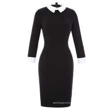 Kate Kasin Women's Long Sleeve Contrast Color Formal Bodycon Pencil Dress KK000221-1